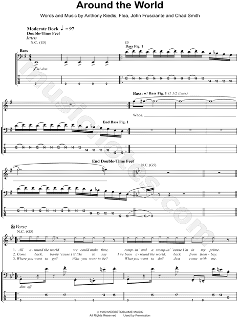 Red Hot Chili Peppers Around The World Bass Tab In E Minor Download Print Sku Mn