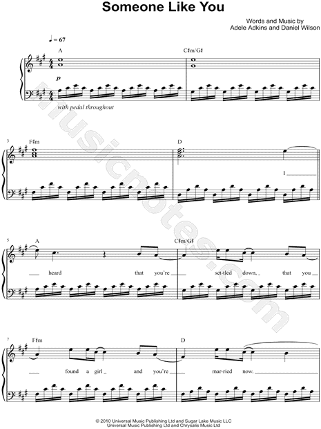 Adele Someone Like You Sheet Music Easy Piano In A Major Transposable Download Print Sku Mn