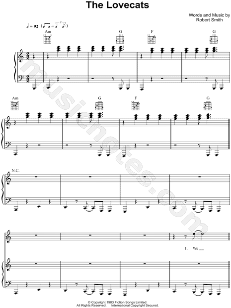 love song sheet music the cure