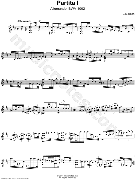 Partita I, BWV 1002: 1. Allemande