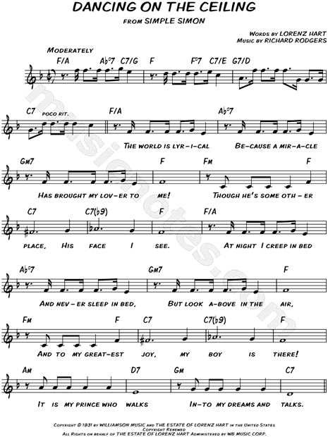 Dancing On The Ceiling From Simple Simon Sheet Music Leadsheet