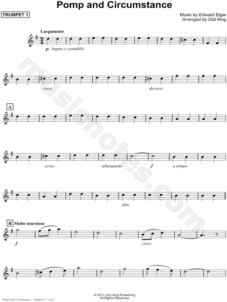 Trumpet 1 Part (Brass Quartet) sheet music composed by Sir Edward William E...