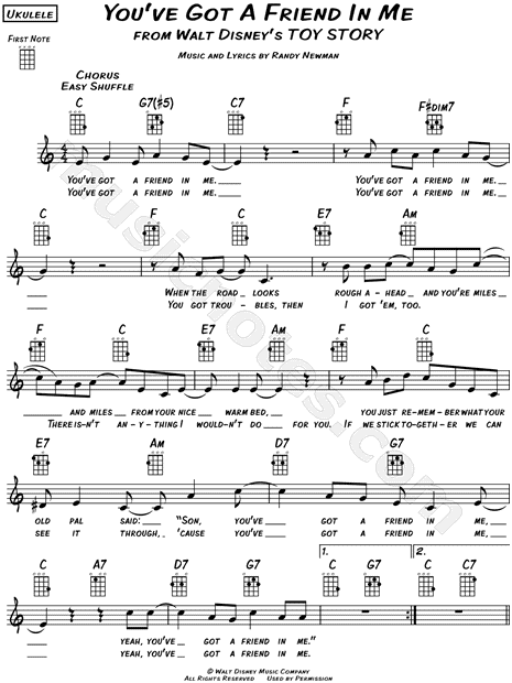 Randy Newman You Ve Got A Friend In Me Sheet Music Leadsheet In C Major Transposable Download Print Sku Mn