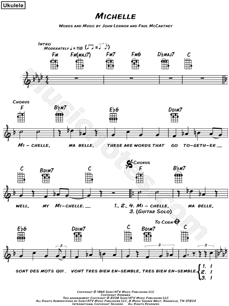 The Beatles "Michelle" Sheet Music (Leadsheet) in F Minor - Download