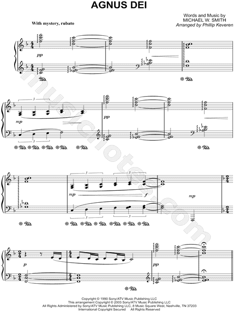 Michael W. Smith "Agnus Dei" Sheet Music (Piano Solo) in F Major - Download & Print - SKU: MN0094674