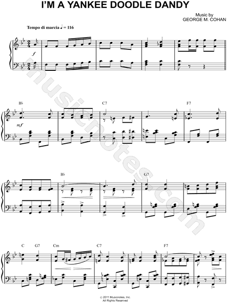 I M A Yankee Doodle Dandy From Yankee Doodle Dandy Sheet Music Piano Solo In Major Download Print Sku Mn