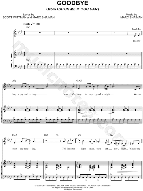 Goodbye From Catch Me If You Can Musical Sheet Music In Ab Major Transposable Download Print Sku Mn