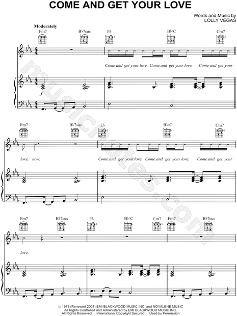 Real Mccoy Come And Get Your Love Sheet Music In Eb Major Download Print Sku Mn