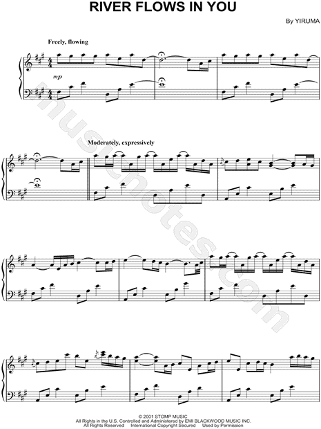 Yiruma "River Flows In You" Sheet Music (Piano Solo) in A Major