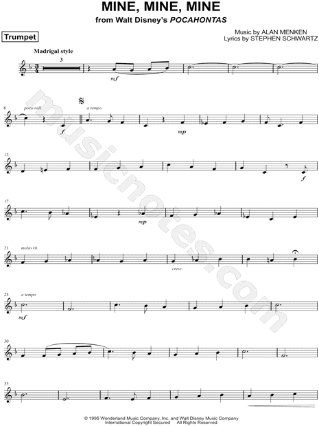 Sheet Music,Mine, Mine, Mine - Trumpet,digital,download,sheetmusic,notation...