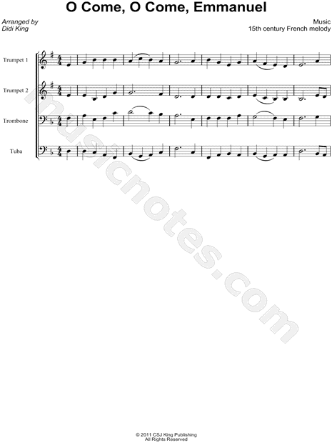 O Come, O Come, Emmanuel - Brass Quarter (Score)