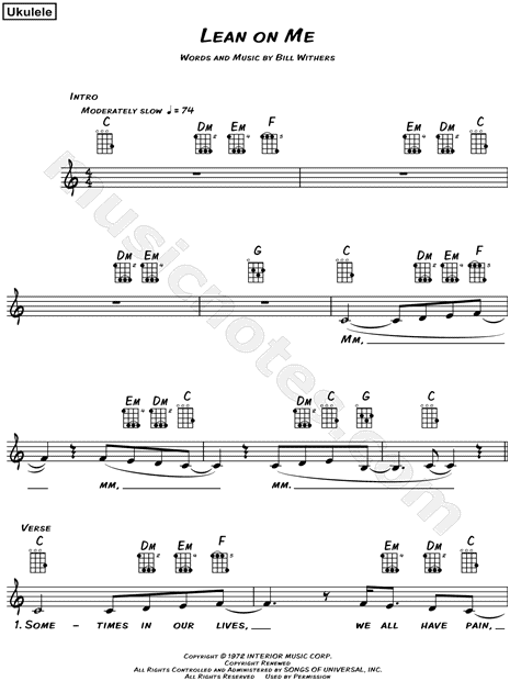 Bill Withers "Lean on Me" Sheet Music (Leadsheet) in C ...