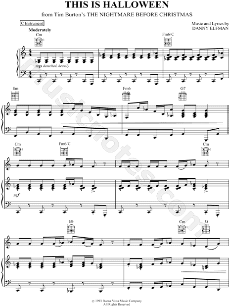 This Is Halloween - Accompaniment" from Nightmare Before Christmas' Sheet Music in A Minor - Download & Print - SKU: MN0097354