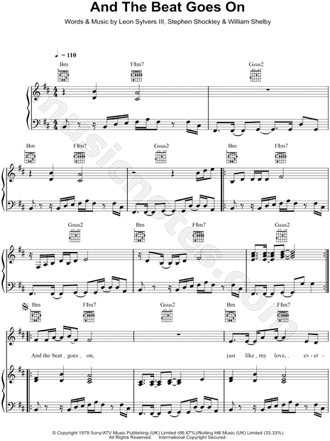 Advarsel lommetørklæde Skære af The Whispers "And the Beat Goes On" Sheet Music in B Minor (transposable) -  Download & Print - SKU: MN0097590