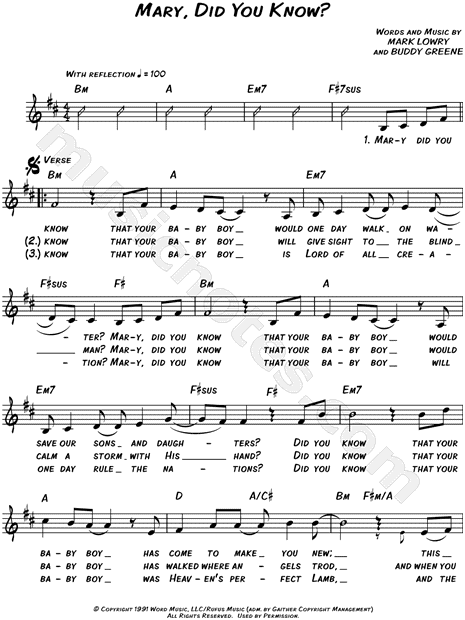 Chord Chart For Mary Did You Know