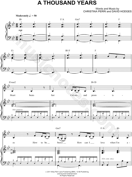 a thousand years piano sheet