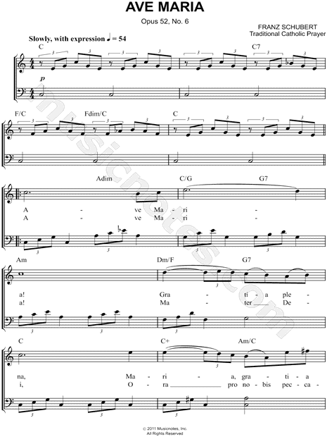 Franz Schubert Ave Maria Sheet Music Easy Piano In C Major Transposable Download Print Sku Mn