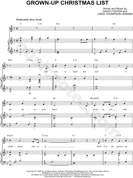 Michael Bublé "Grown-Up Christmas List" Sheet Music in F Major (transposable) - Download & Print ...