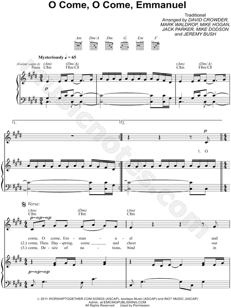 O Come O Come Emmanuel Chord Chart