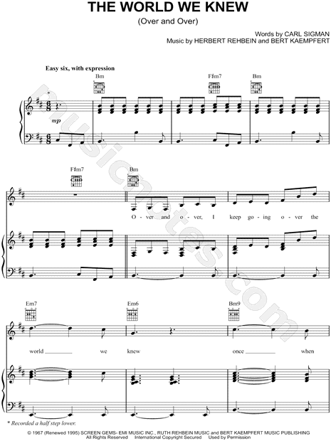 Sheet Music,The World We Knew (Over and Over),digital,download,sheetmusic,n...