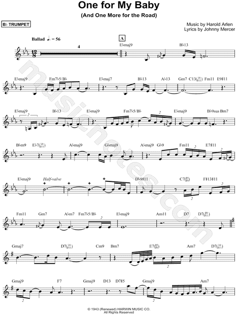 Chris Botti One For My Baby Sheet Music Trumpet Solo In Eb Major Download Print Sku Mn