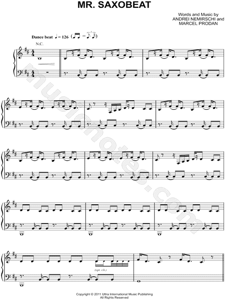 Alexandra Stan "Mr. Saxobeat" Sheet Music in B Minor (transposable) - Download & Print - SKU