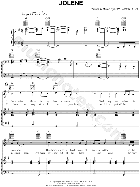 Ray Lamontagne Jolene Sheet Music In G Major Transposable Download Print Sku Mn0099550 I will always love you tab. cad