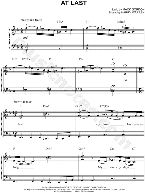 At Last Etta James Chord Chart