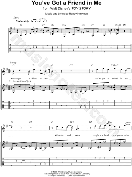 Randy Newman You Ve Got A Friend In Me Guitar Tab In G Major Download Print Sku Mn