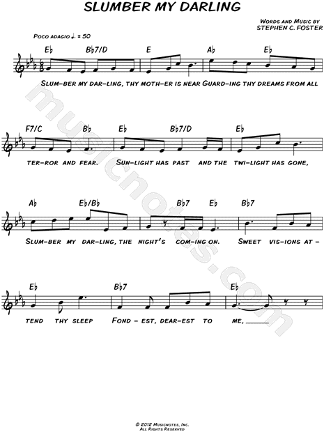 Stephen C Foster Slumber My Darling Sheet Music Leadsheet In Eb Major Download Print Sku Mn0100328 This song is by edgar meyer. eur