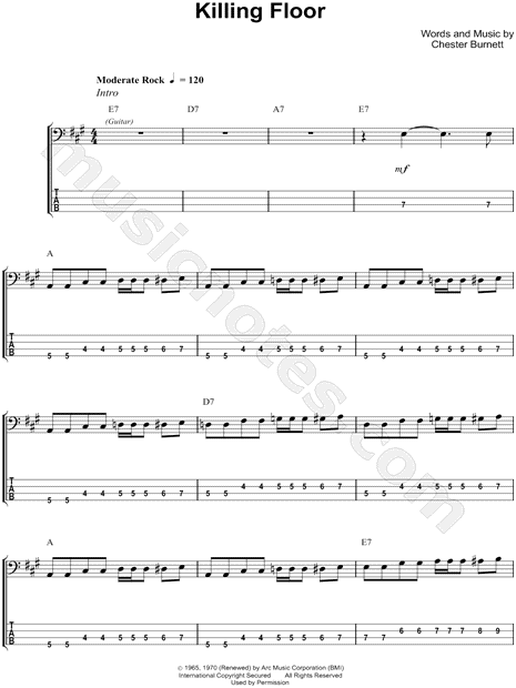 Print and download Howlin' Wolf Killing Floor Bass TAB. 