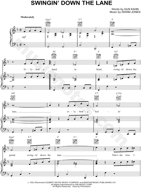 Frank Sinatra Swingin Down The Lane Sheet Music In F