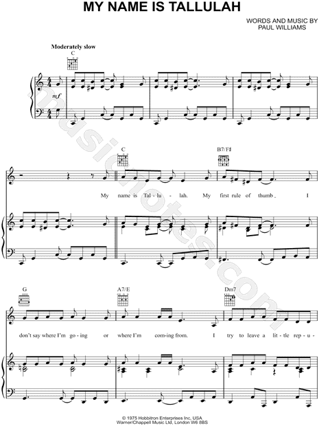 My Name Is Tallulah From Bugsy Malone Sheet Music In C Major