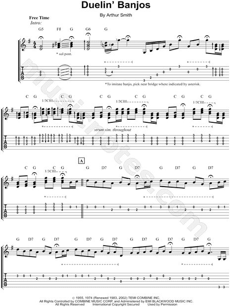 Print and download Deliverance Dueling Banjos Guitar TAB. 