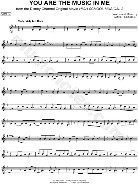 You Are The Music In Me From High School Musical 2 Sheet Music Violin Solo In G Major Download Print Sku Mn
