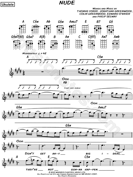 Print and download lead sheets for Nude by Radiohead Includes complete lyri...
