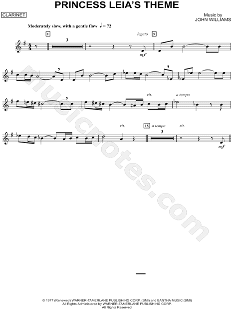 Print and download Princess Leia's Theme - Clarinet sheet music fro...