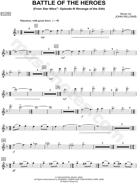 Print and download Battle of the Heroes - Flute sheet music from Star Wars ...