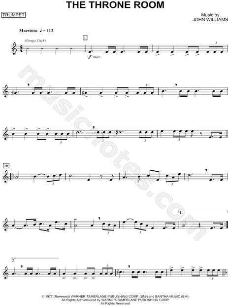 "The Throne Room - Trumpet" from 'Star Wars' Sheet Music (Trumpet Solo