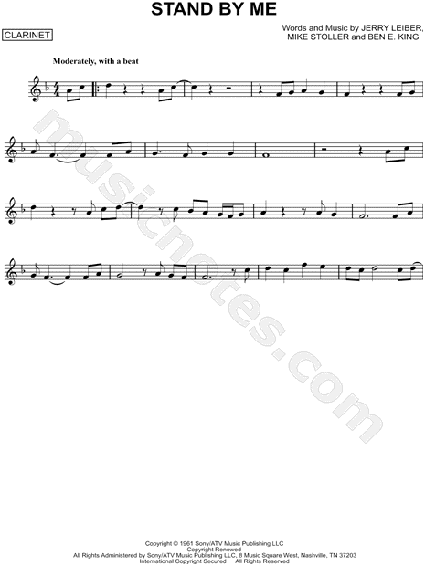 Ben E King Stand By Me Sheet Music Clarinet Solo In F Major Download Print Sku Mn