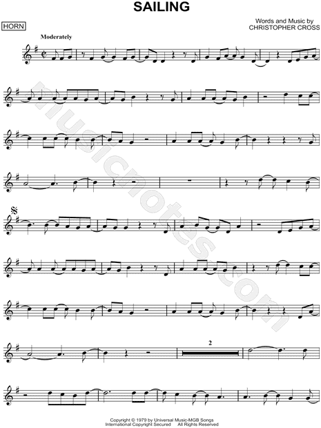 Print and download Sailing sheet music composed by Christopher Cross arrang...