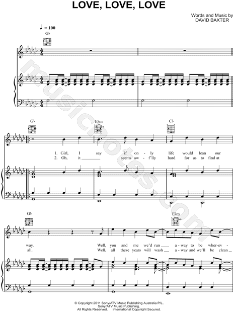 Avalanche City Love Love Love Sheet Music In Gb Major Transposable Download Print Sku Mn
