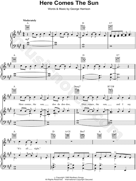 The Beatles "Here the Sheet Music in A Major (transposable) - Download & Print - SKU: MN0104264