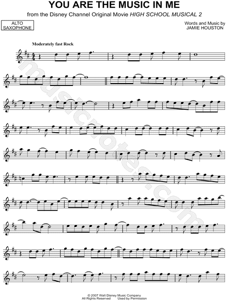 You Are The Music In Me From High School Musical 2 Sheet Music Alto Saxophone Solo In D Major Download Print Sku Mn