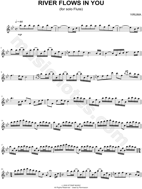 Yiruma River Flows In You Sheet Music Flute Solo In Major Download Print Sku Mn