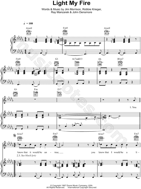 Will Young Light My Fire Sheet Music In Minor Transposable Download Print Sku Mn