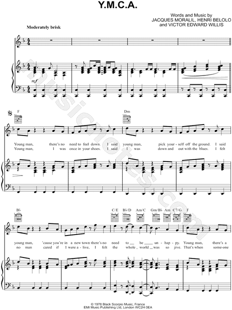 Village People "Y.M.C.A." Sheet Music in F Major - Download & Print