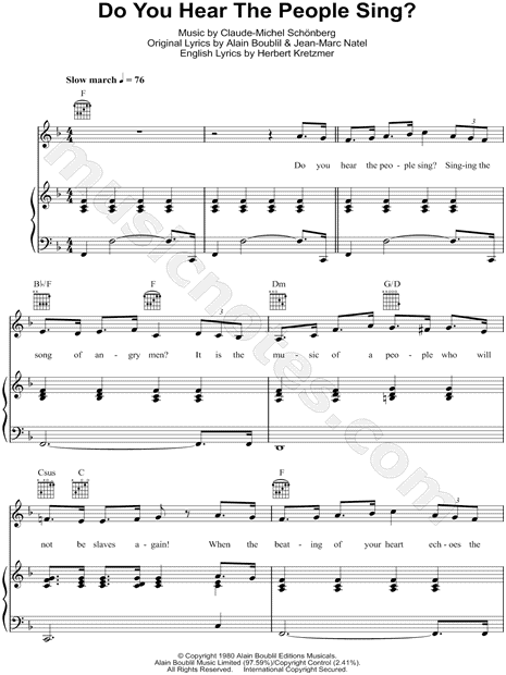 Do You Hear The People Sing From Les Miserables Sheet Music In F Major Transposable Download Print Sku Mn