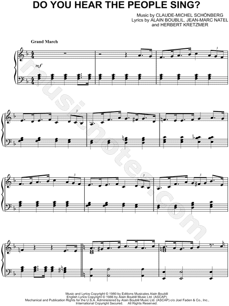 Do You Hear The People Sing From Les Miserables Sheet Music Piano Solo In F Major Download Print Sku Mn