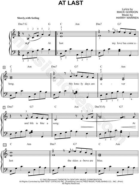 At Last Etta James Chord Chart